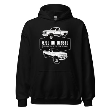 6.9 IDI 80s and 90s F250 Diesel Truck Hoodie in black
